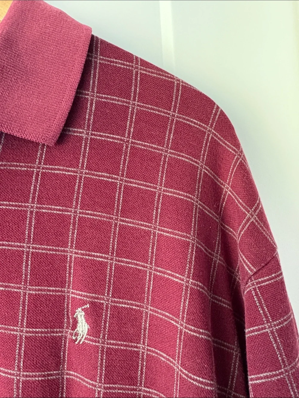 Polo by Ralph Lauren Men's Burgundy Windowpane Polo